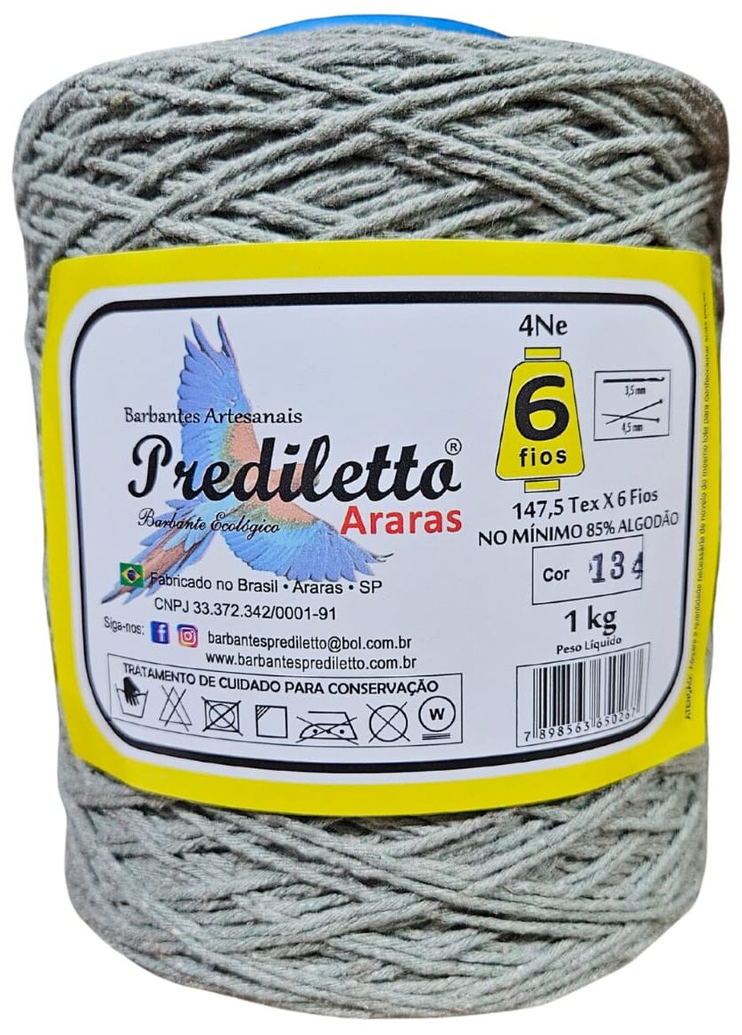 Barbante Prediletto Fio 6 Cor 134 Verde Chá de 1kg