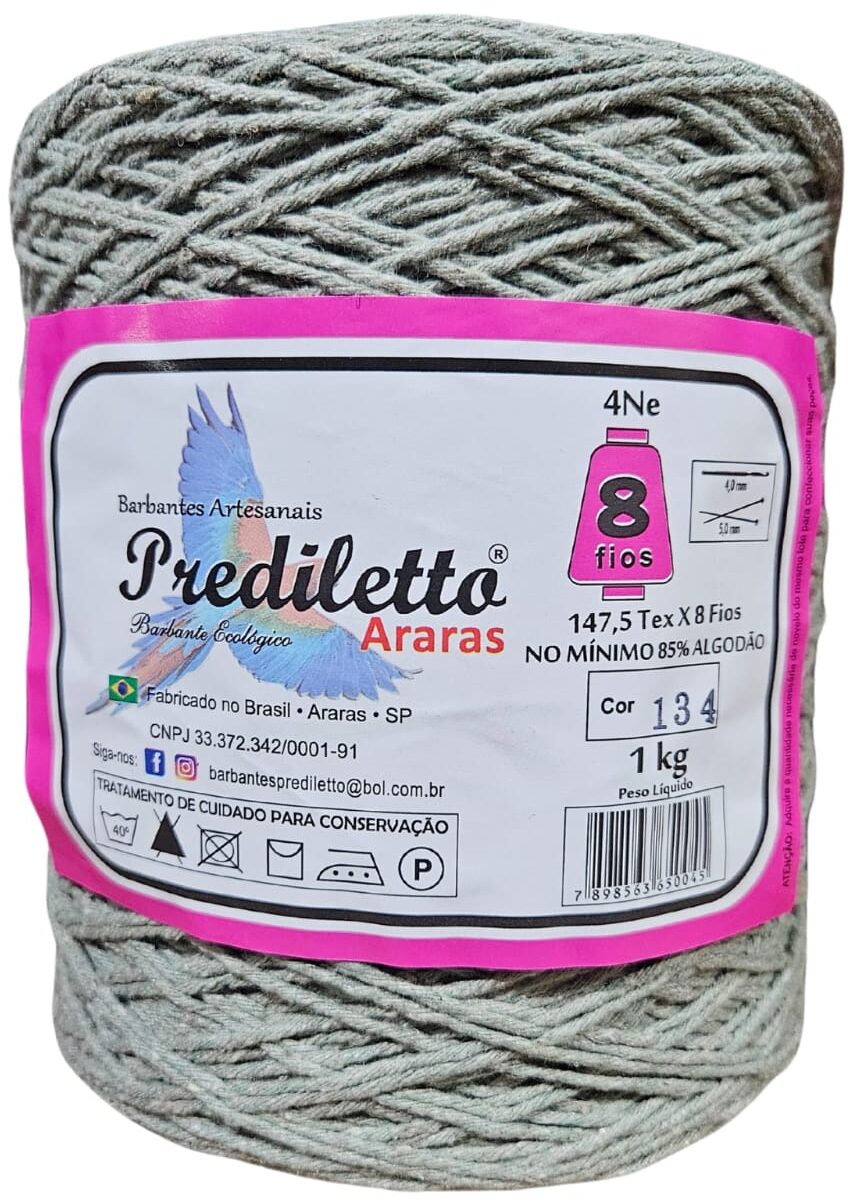 Barbante Prediletto Fio 8 Cor 134 Verde Chá de 1kg
