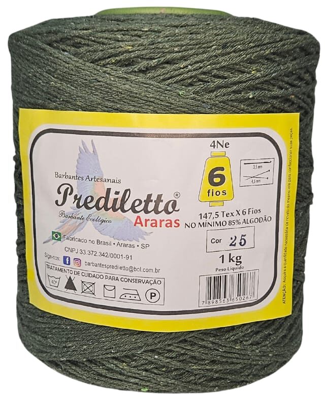 Barbante Prediletto Fio 6 Cor 25 Verde Musgo de 1kg
