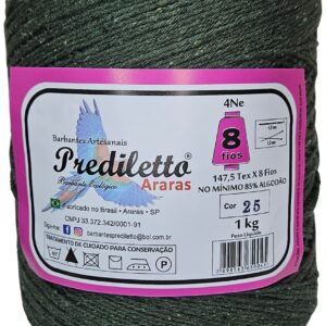 Barbante Prediletto Fio 8 Cor 25 Verde Musgo de 1kg