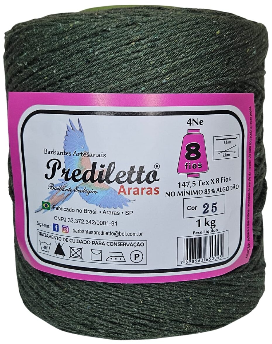Barbante Prediletto Fio 8 Cor 25 Verde Musgo de 1kg