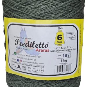 Barbante Prediletto Fio 6 Cor 107 Verde Oliva de 1kg