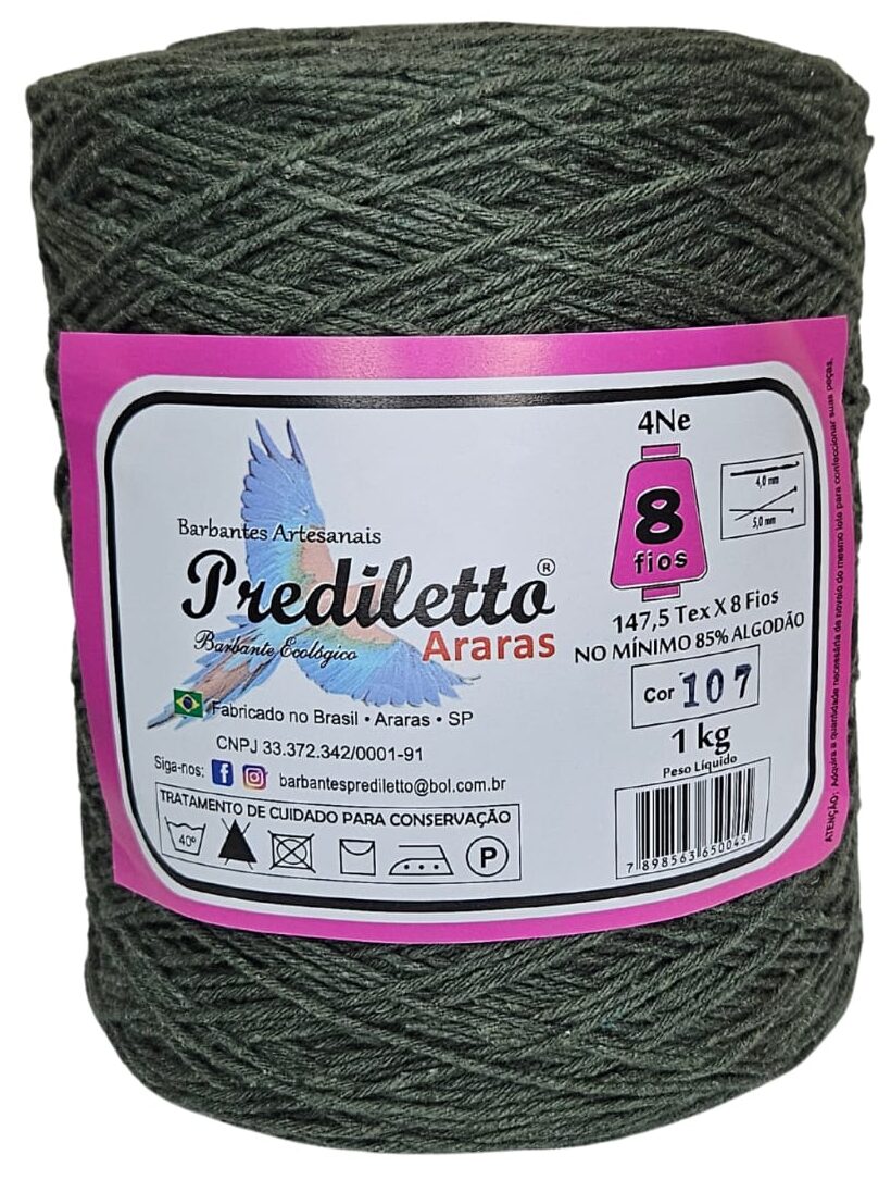 Barbante Prediletto Fio 8 Cor 107 Verde Oliva de 1kg