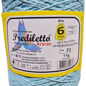 Barbante Prediletto Fio 6 Cor 36 Azul Piscina de 1kg