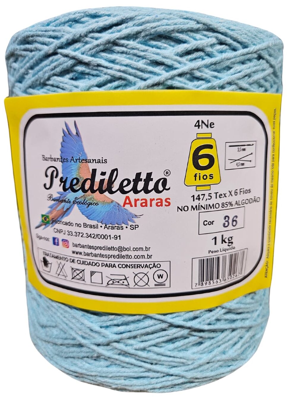 Barbante Prediletto Fio 6 Cor 36 Azul Piscina de 1kg