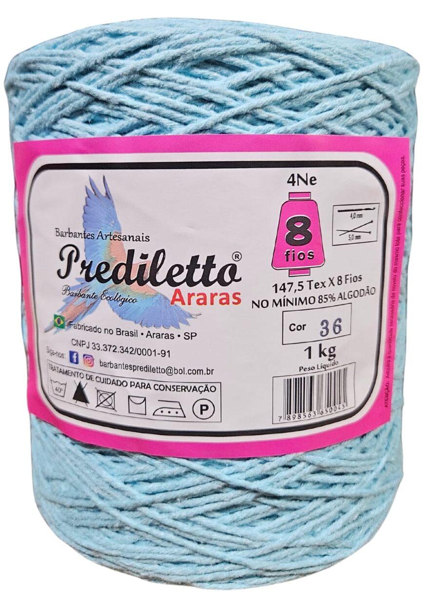 Barbante Prediletto Fio 8 Cor 36 Azul Piscina de 1kg