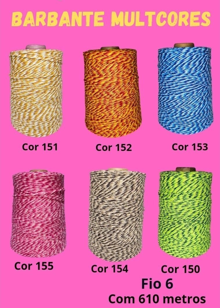 Kit 4 Barbante Multicolor 610 metros Fio 6