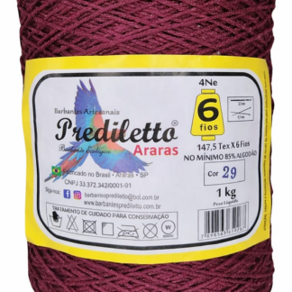 Barbante Prediletto Fio 6 Cor 29 Vinho de 1kg